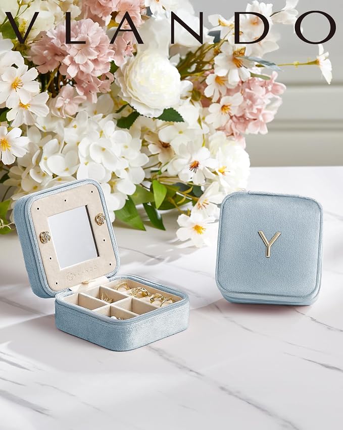 Vlando Birthday Gifts for Women Friendship, Personalized Initial Jewelry Box - Image 2