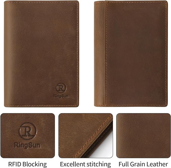 Ringsun Leather Passport Cover for Men Women, RFID Passport Wallet Case Travel - Image 4