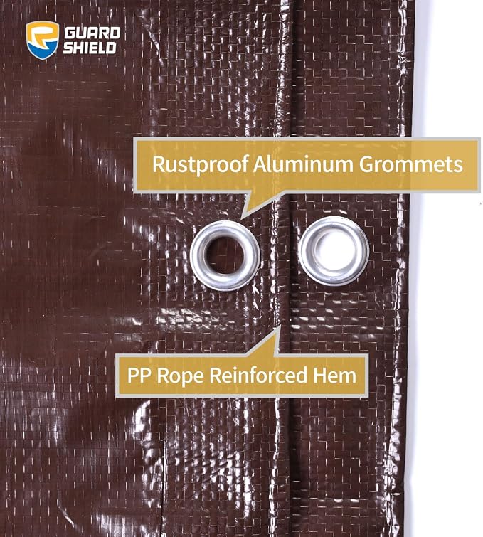 GUARD SHIELD Brown Tarp 10x20 Feet Waterproof Tarps Lightweight Camping Tarp - Image 3