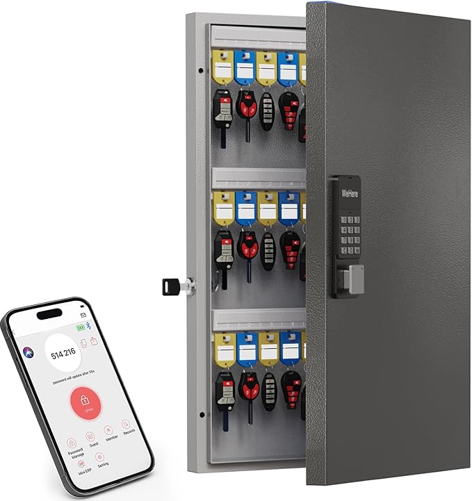 72 Key Cabinet Organizer, Metal Key Lock Box Wall Mount use OTP Technology by DiDiHere