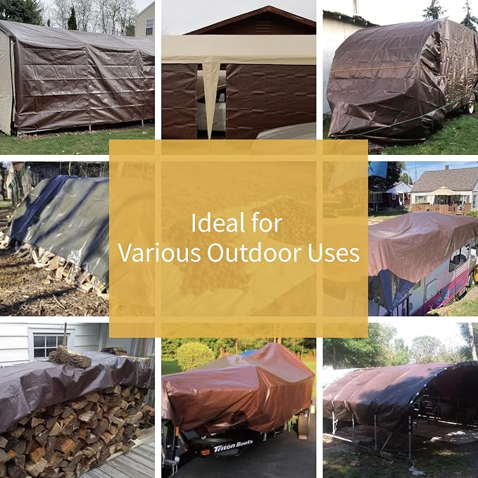 GUARD SHIELD Brown Tarp 12x20 Feet Waterproof Tarps Lightweight Camping Tarp - Image 5