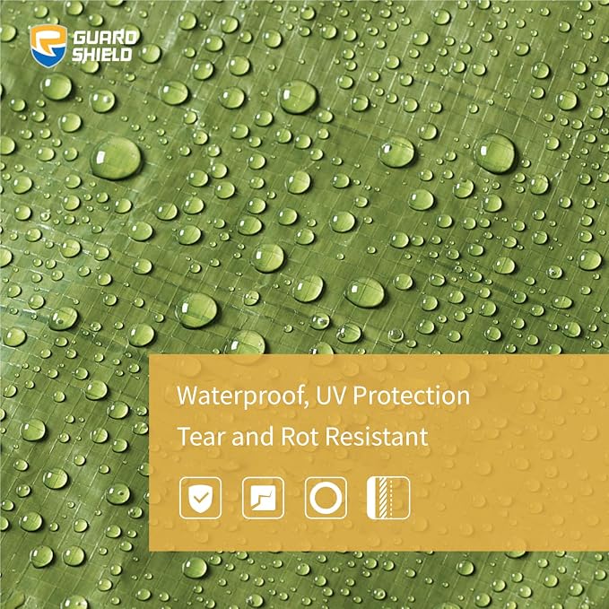 GUARD SHIELD Tarp Green 10x10 Feet Multi Purpose Waterproof Poly Tarp Cover 5mil - Image 3