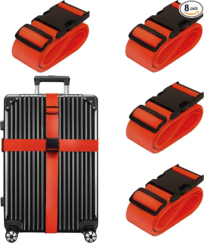 Luggage Straps for Suitcases TSA Approved Travel Belt 8 Pack by Chelmon by Chelmon