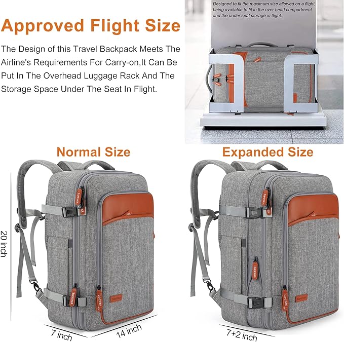 Carry on Travel Backpacks, Extra Large 40L Flight Approved Bag - Image 2