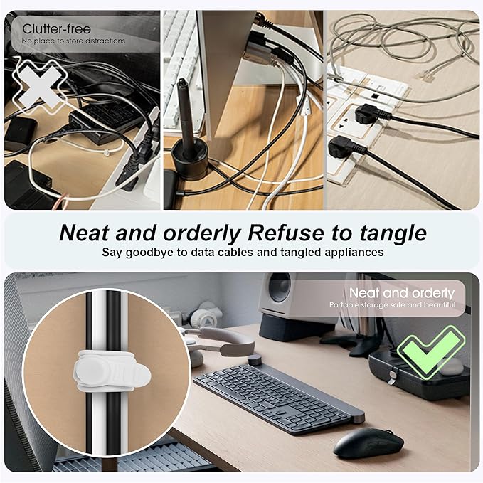 Nearockle Silicone Cable Ties Cord Organizer Cable Management - Image 3