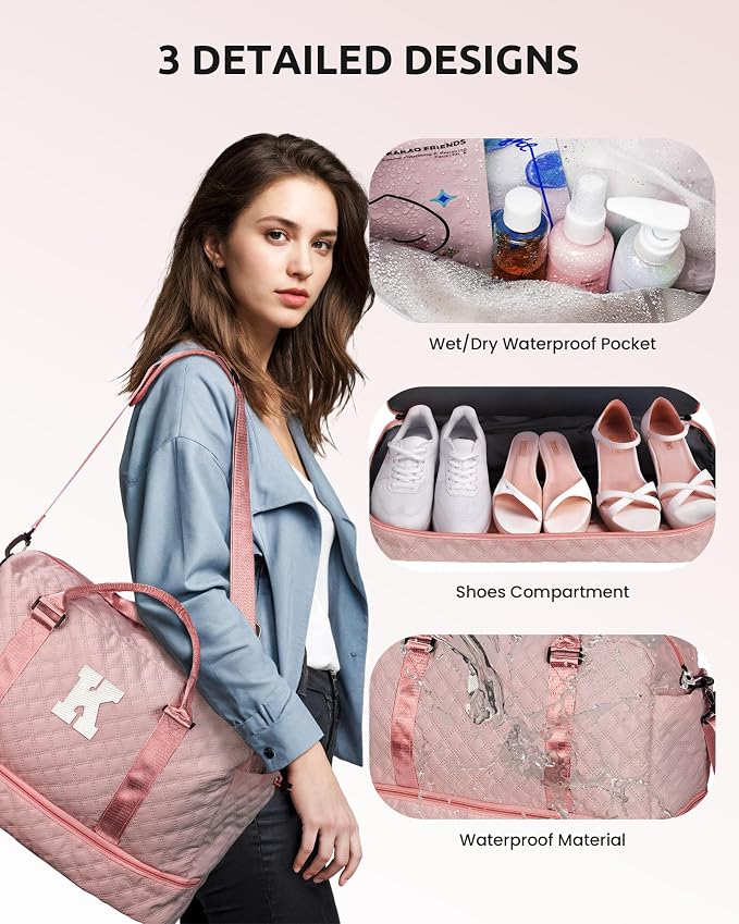 Initial Duffle Travel Bag, Personalized Weekender Bag - Image 6
