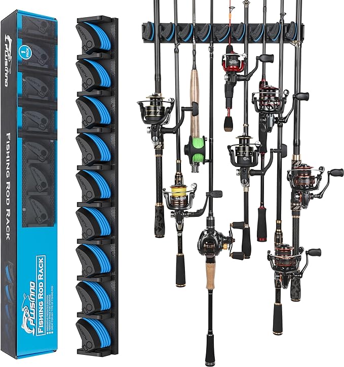 PLUSINNO Vertical Fishing Rod Holder, Wall Mounted Fishing Rod Rack, Fishing by PLUSINNO