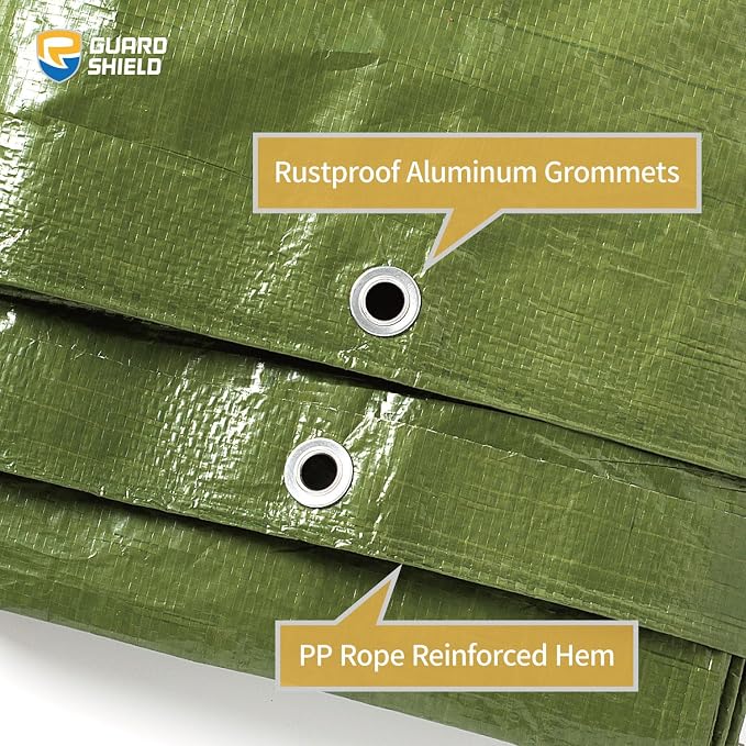 GUARD SHIELD Tarp Green 10x12 Feet Multi Purpose Waterproof Poly Tarp Cover 5mil - Image 4