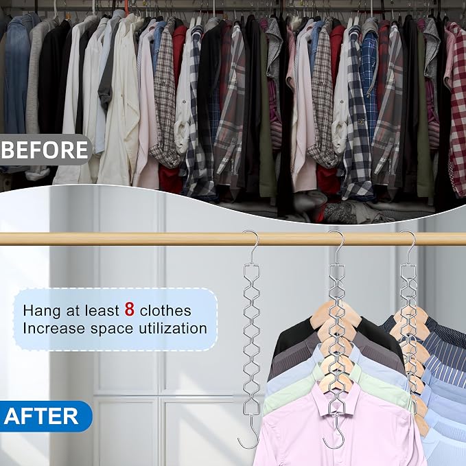 12 Pack Space Saving Hangers for Clothes, Heavy Duty 30Lbs Capacity Magic - Image 2