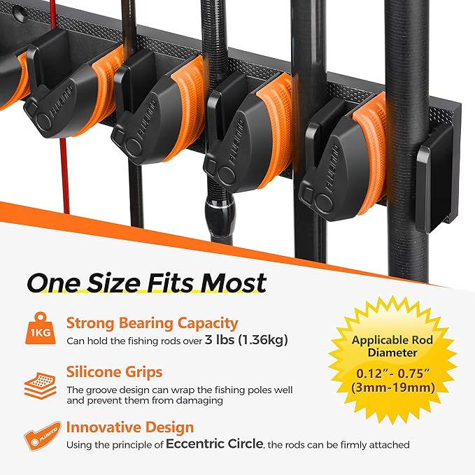 PLUSINNO V9 Vertical Fishing Rod Holders, Wall Mounted Fishing Pole Holders - Image 3