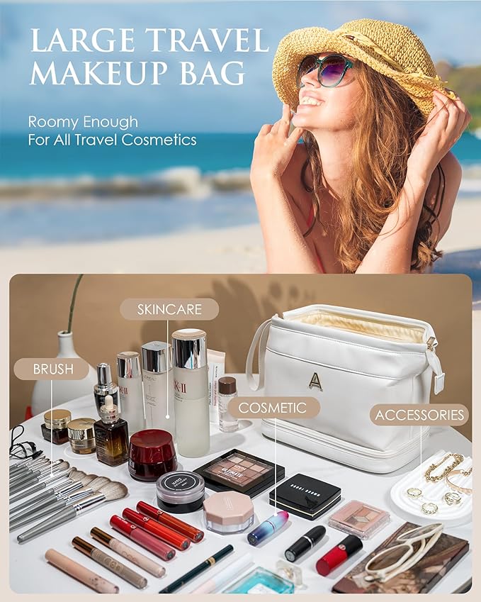 Women Gifts, Bridesmaid Gift, Initial Large Makeup Bag, Travel Essentials - Image 2