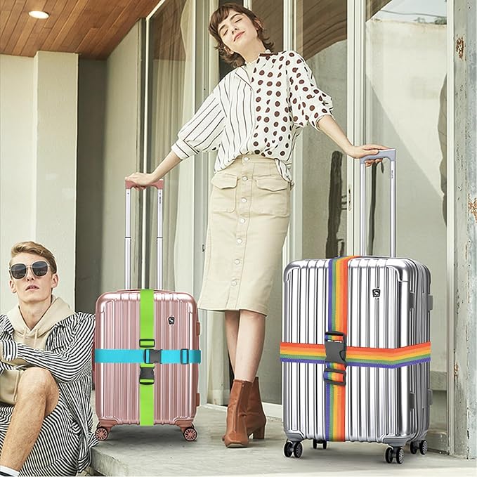 BILIONE 4 Pack Luggage Straps 79" Long Belts Keep Suitcase Secure While - Image 9