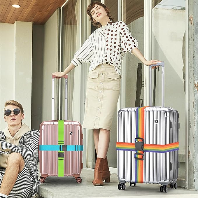 BILIONE 4 Pack Luggage Straps 79" Long Belts Keep Suitcase Secure While - Image 3