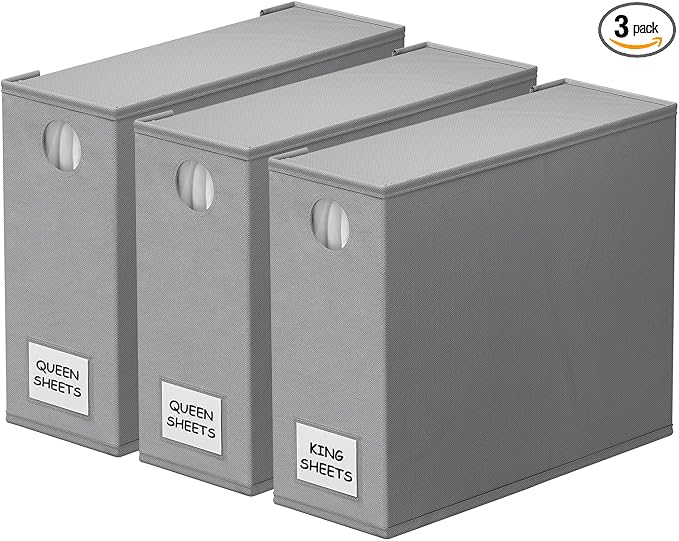 SpaceAid 3 Pack Bed Sheet Organizers and Storage, Foldable Sheet Organizer by SpaceAid