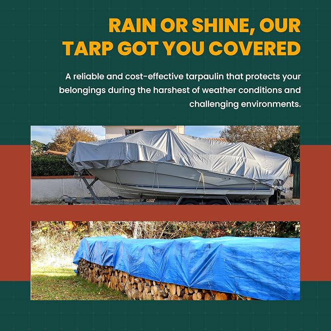 Trademark Supplies Tarp Cover Silver / Black Heavy Duty Thick Material - Image 6