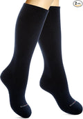 Cotton Compression Socks for Women & Men. 15-20 mmHg Support Knee-High Navy by SocksLaneCompression
