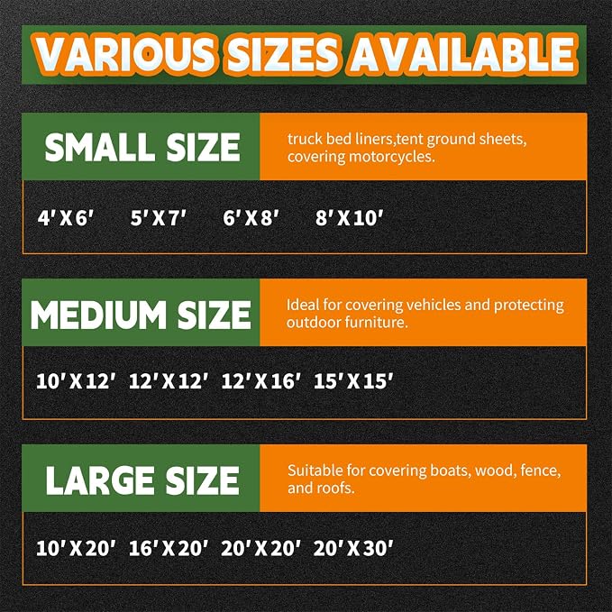 20x20 Feet Tarp Waterproof, 9Mil Thick, Finished Size Tarps, UV Resistant - Image 9