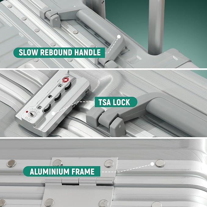 UrbanExplorer 20 Inch Carry On Luggage Aluminum Frame Airline Approved - Image 3