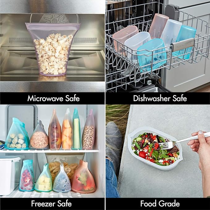 Zip Top Reusable Food Storage Bags | Medium Dish | Silicone Meal Prep Container - Image 2