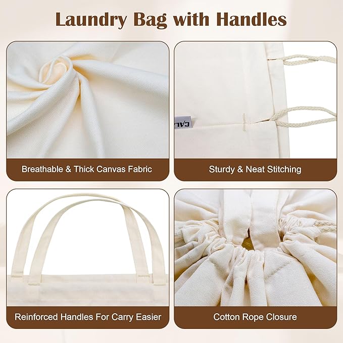 Canvas Laundry Bag 33"x 35", Thick Cotton Laundry Bag - Image 6
