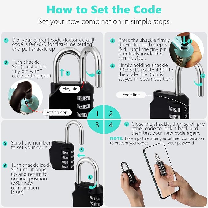 CL11RQ Combination Lock, 4 Digit Outdoor Combination Padlock Set Your own - Image 5
