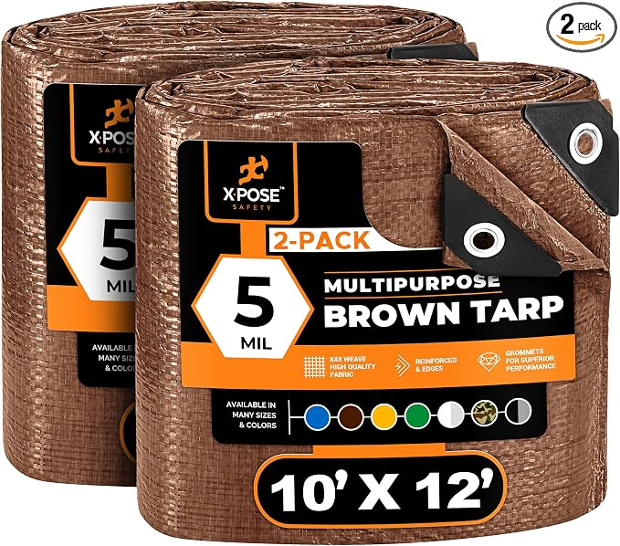 Multipurpose Protective Cover Brown Poly Tarp 10' x 12' by XposeSafety