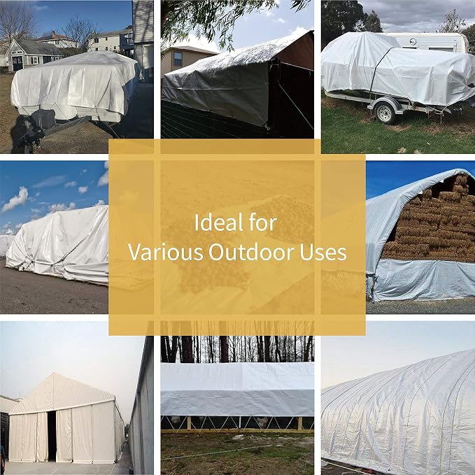GUARD SHIELD Tarp White 10x10 Feet Multi Purpose Waterproof Poly Tarp Cover 5mil - Image 7