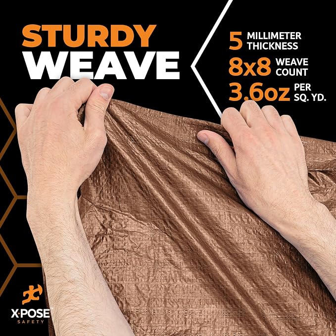 Multipurpose Protective Cover Brown Poly Tarp 10' x 20' - Image 5