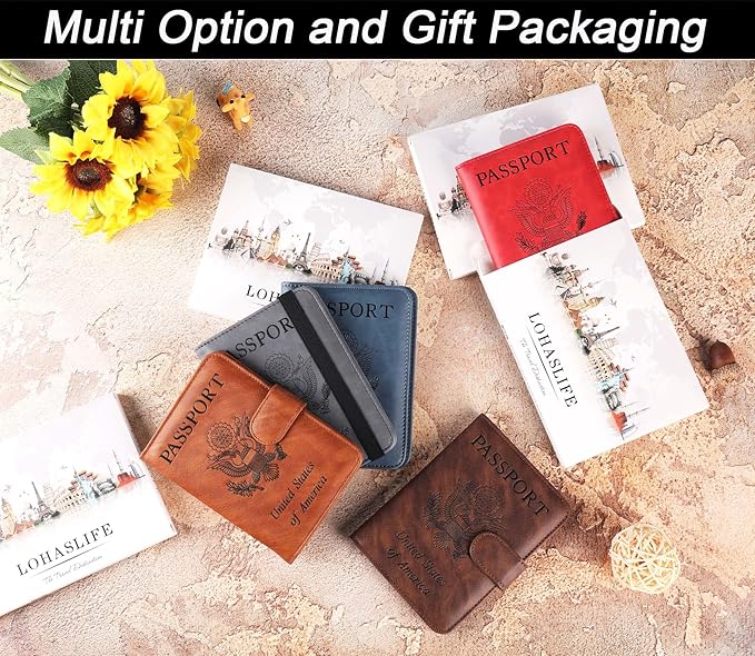 Passport Holder Cover Wallet Travel Essentials Leather Rfid Blocking Case - Image 9